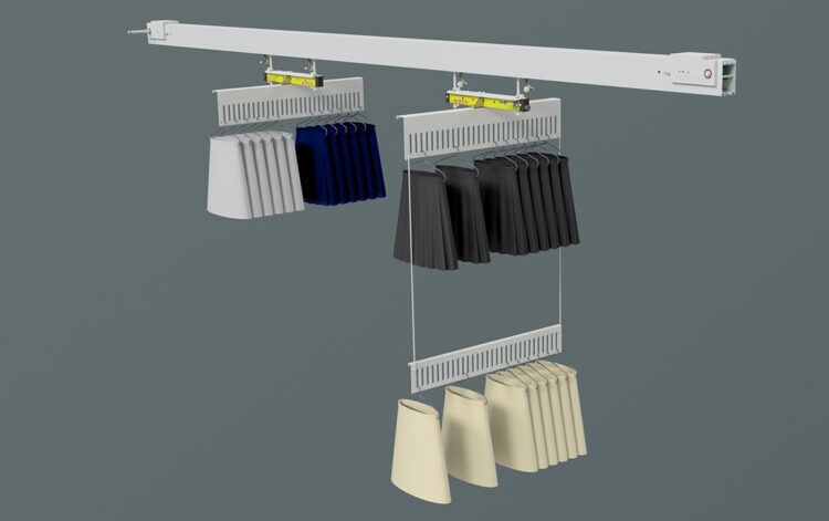3D-illustration av hängande textilhantering