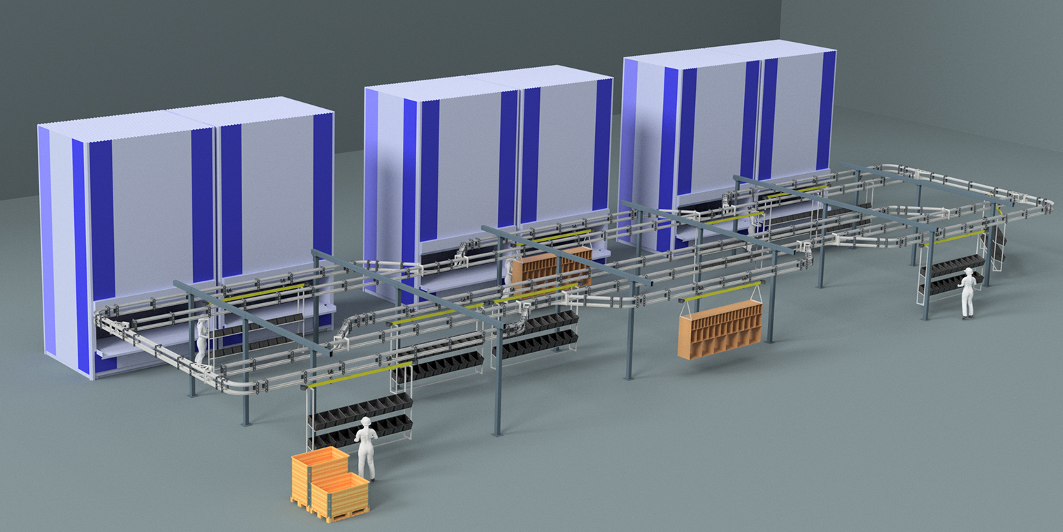 3D-illustration av orderplocksystem