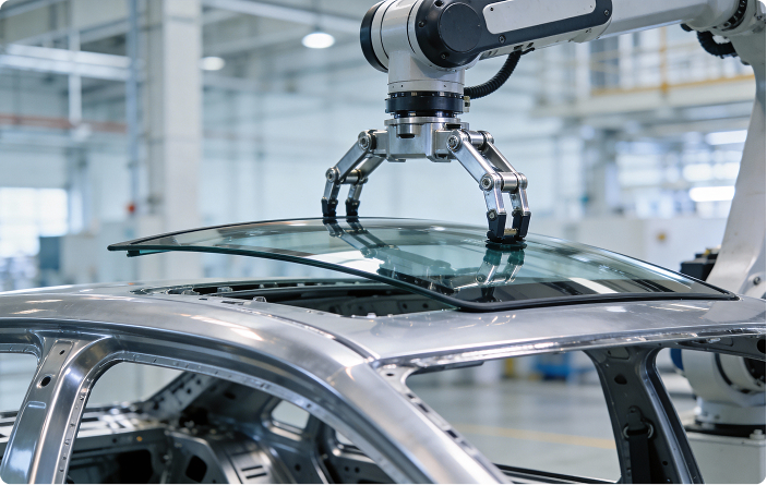 Robot hanterar glasruta över biltak
