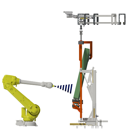 3D-illustration av robotlackering på bana